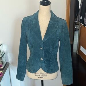 live a little leather jacket turquoise sz Small.  Excellent condition.
